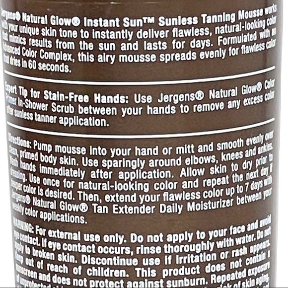 2 Pack Jergens Natural Glow Deep Bronze Instant Sun Sunless Tanning Mousse 6 oz - Picture 4 of 6